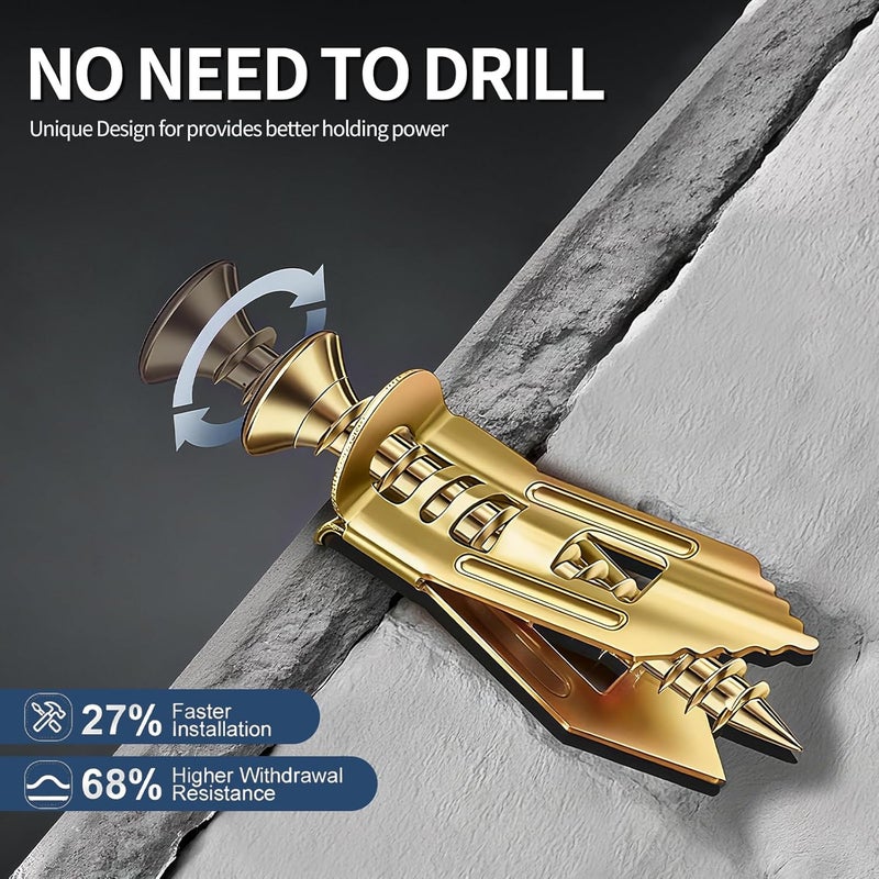 SOPAMI 100 PCS Drywall Self Drilling Anchors with Screws Kit,50 PCS Sheetrock Anchors (0.47X1.18inch) and 50 PCS Screws, Eliminating The Need for Drilling or Punching Holes in The Wall - Image 2